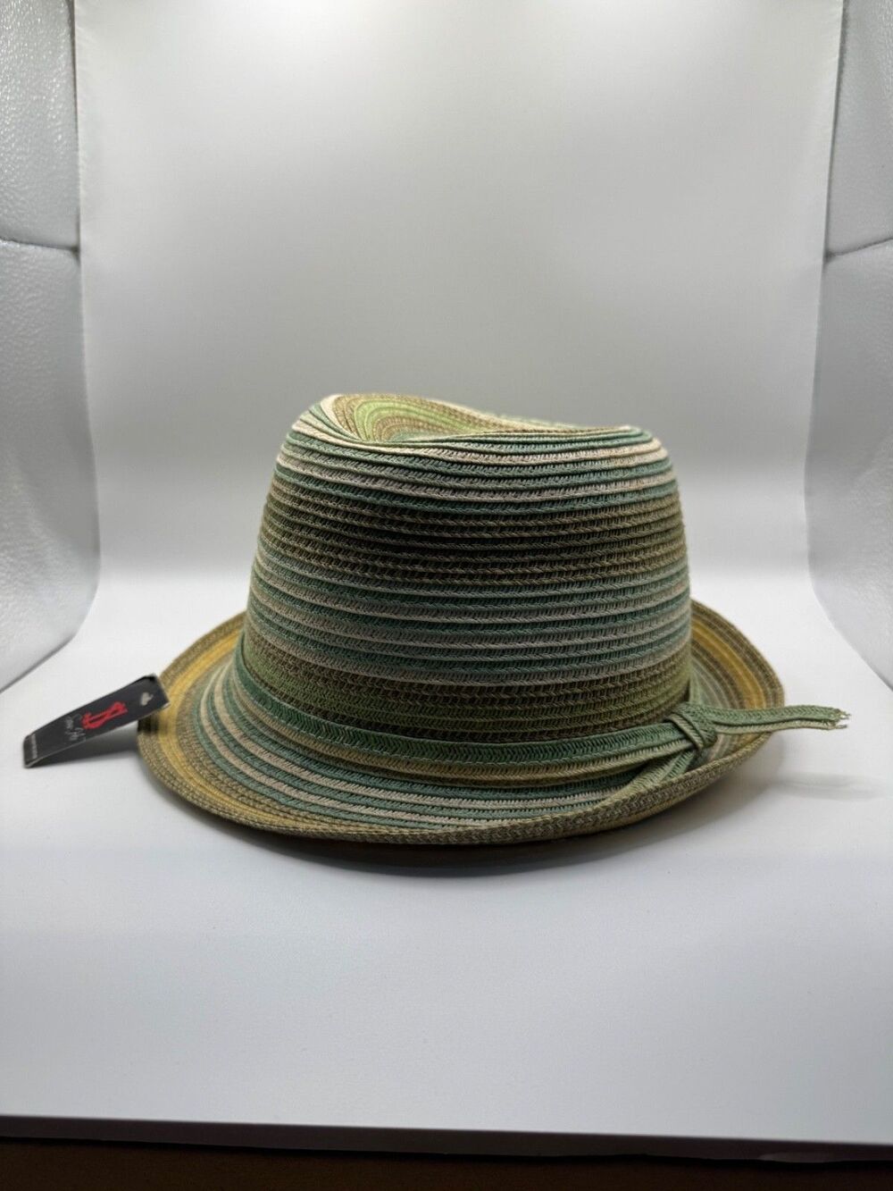 Som-Her Fedora Straw Hat Green Cream New